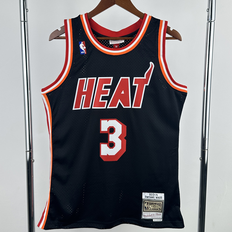 2013-2014 HEAT WADE #3 Black Retro Top Quality Hot Pressin g NBA Jersey