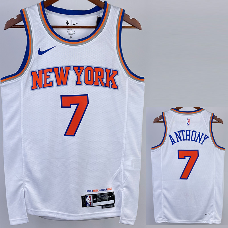 22-23 KNICKS ANTHONY #7 White Top Quality Hot P...