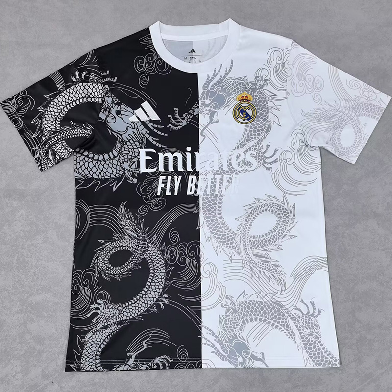 25-26 RMA White Black Special Edition Fans Training Shirts *龙纹