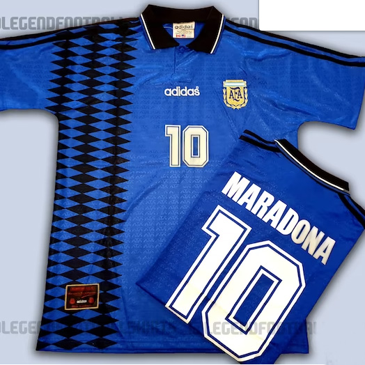 1994 Argentina Away Retro Soccer Jersey (钢印纹)
