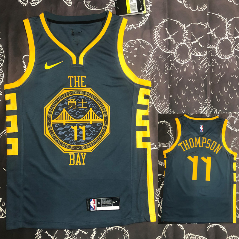 2018 WARRIORS THOMPSON #11 Black Gray Top Quali...