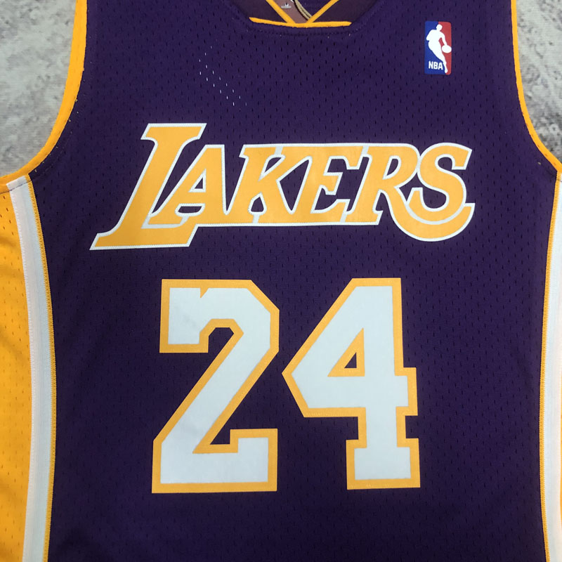 2009 LAKERS BRYANT #24 Purple Retro Top Quality...