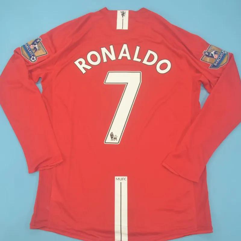 2007-2008 Man Utd Home long sleeve Retro soccer...