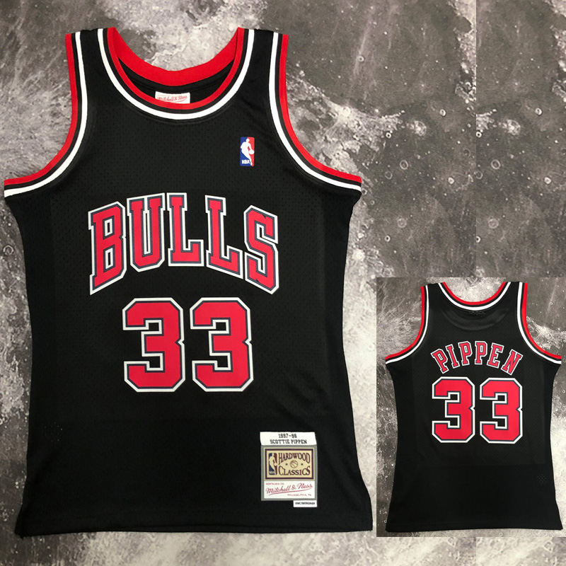 1998 BULLS PIPPEN #33 Black Retro Top Quality H...