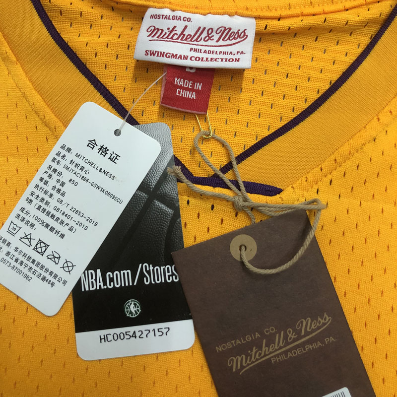 2009 LAKERS BRYANT #24 Yellow Retro Top Quality...