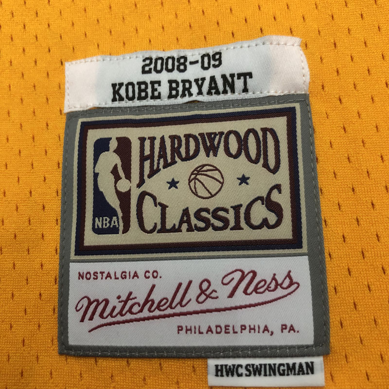 2009 LAKERS BRYANT #24 Yellow Retro Top Quality...