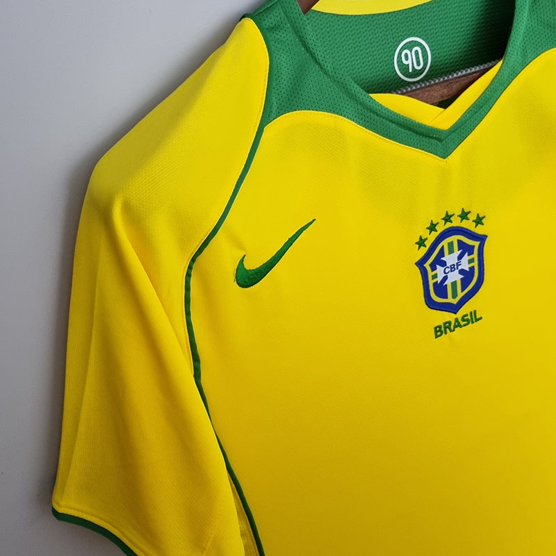 2004 Brazil Home Retro Soccer Jersey