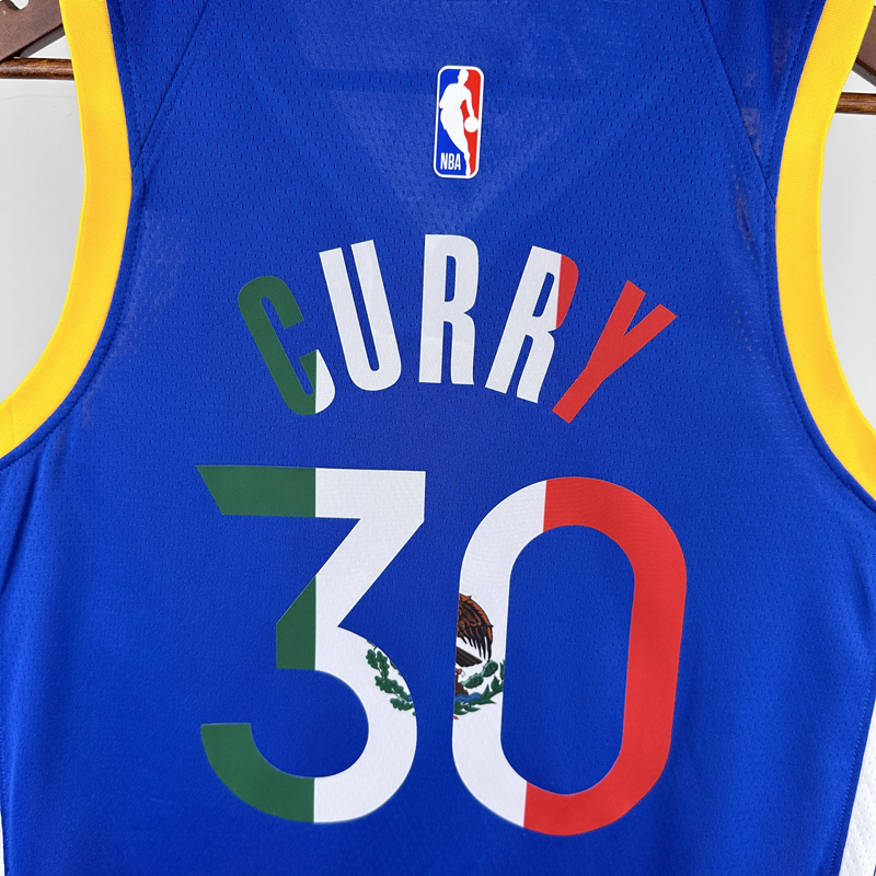 WARRIORS CURRY #30 Blue Top Quality Hot Pressing NBA Jersey (V领)