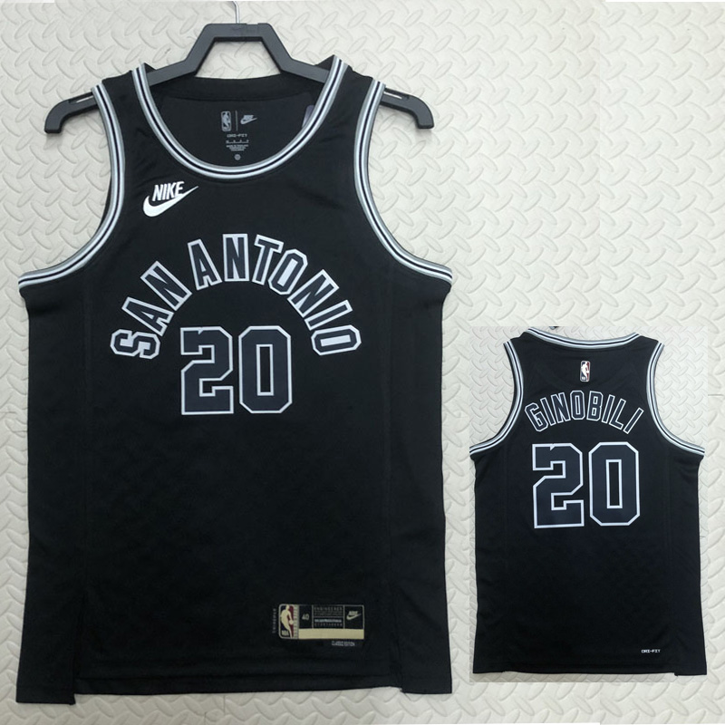 22-23 SA Spurs GINOBILI #20 Black Top Quality H...
