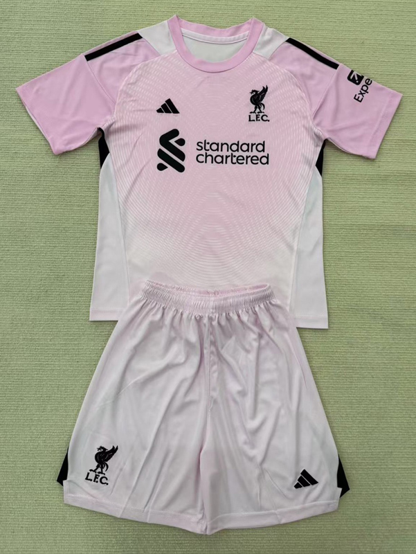 25-26 LIV Pink GoalKeeper Kids Soccer Jersey