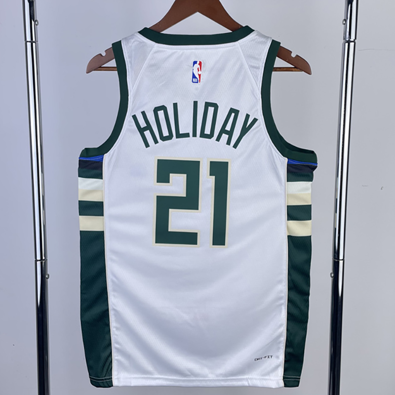 22-23 BUCKS HOLIOAY #21 Home White Top Quality ...