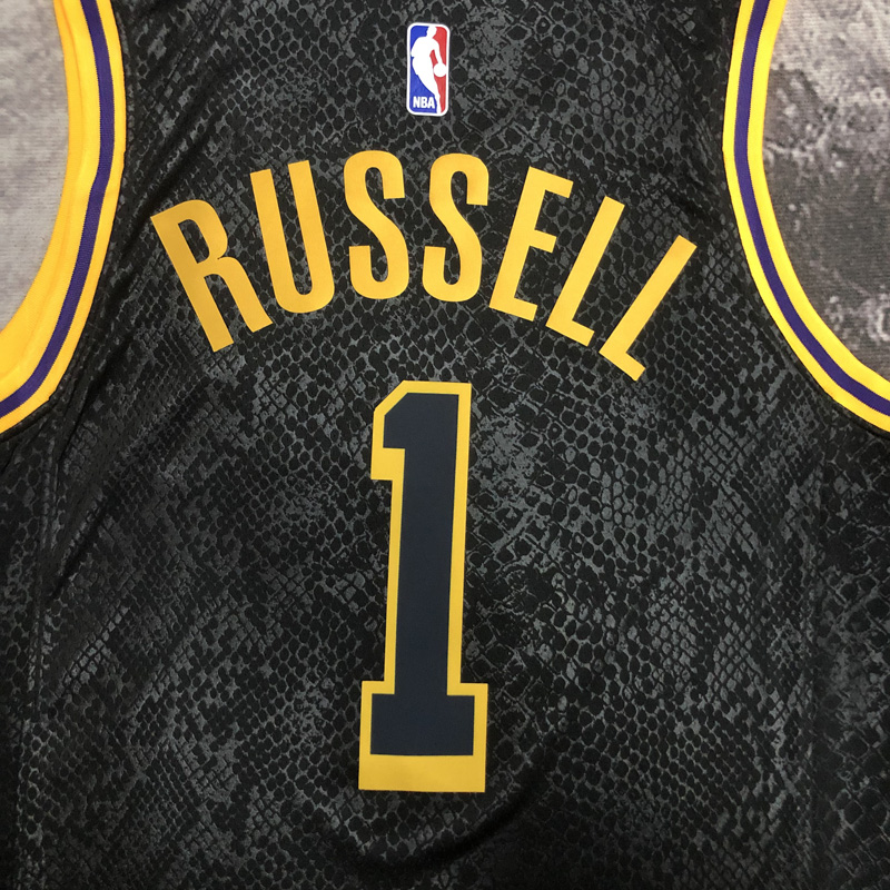 LAKERS RUSSELL #1 Black Top Quality Hot Pressin...