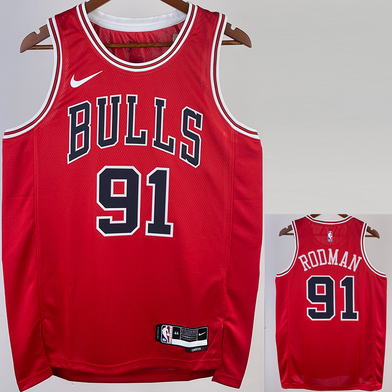 22-23 BULLS RODMAN #91 Red Top Quality Hot Pres...