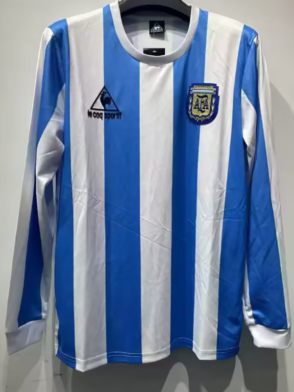 1986 Argentina Home Long Sleeve Retro Soccer Je...