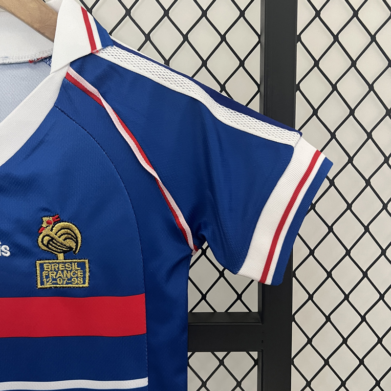 1998 France Home Kids Retro Soccer Jersey