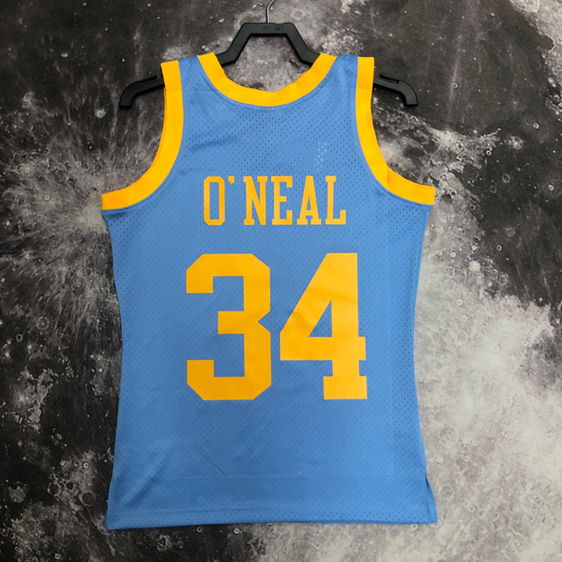 2002 LAKERS O'NEAL #34 Light blue Retro Top Qua...
