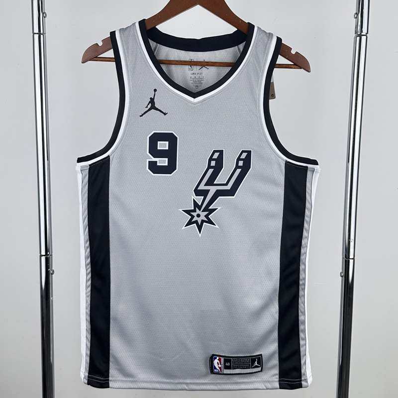 20-21 SA Spurs PARKER #9 Grey Top Quality Hot Pressing NBA Jersey (Trapeze Edition) 飞人版