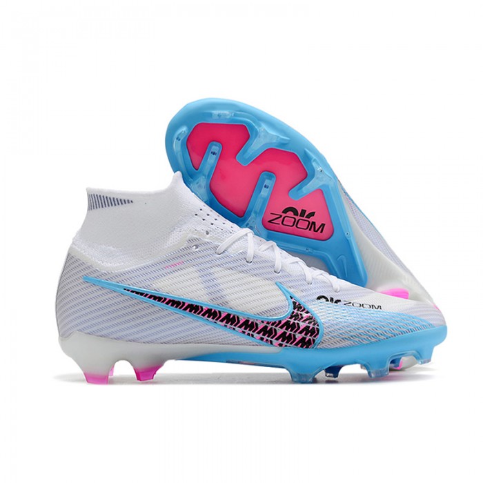 Air Zoom Mercurial Vapor XV Elite FG High Soccer Shoes-White/Blue-6832560
