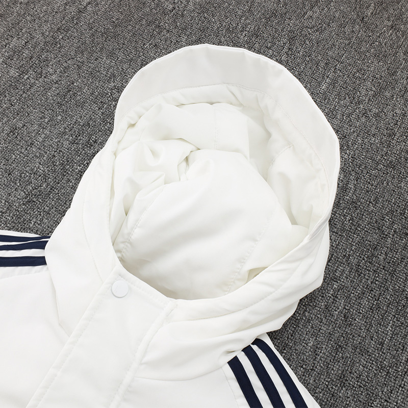 24-25 Bayern White Hooded Windbreaker Fabric Cotton Coat #G197