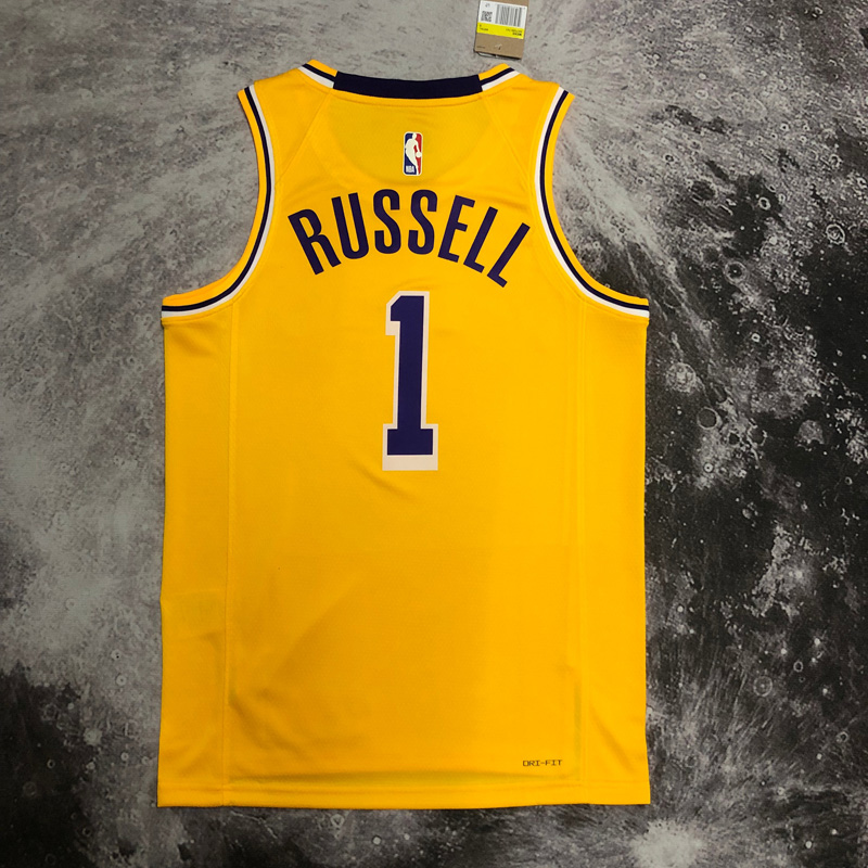 LAKERS RUSSELL #1 Yellow Top Quality Hot Pressi...