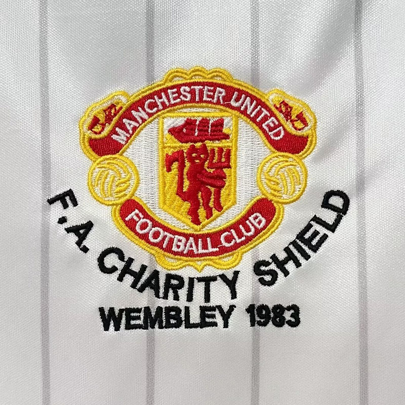 1983 Man Utd Away White Retro Soccer Jersey
