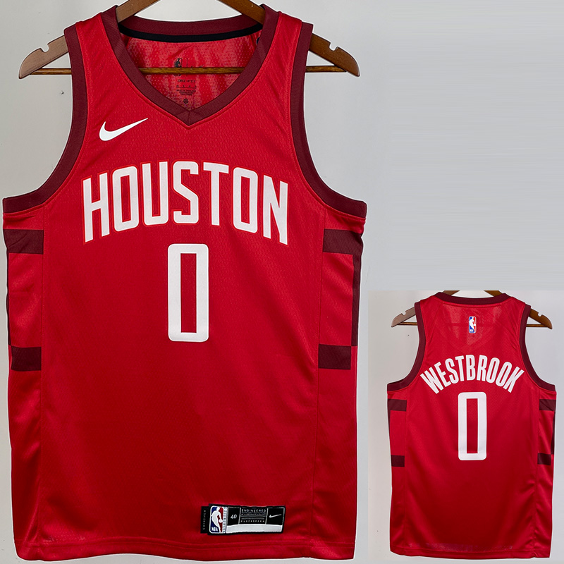 2018-19 ROCKETS WESTBROOK #0 Red Retro Top Qual...