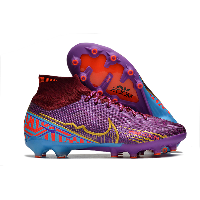 Mbappé Air Zoom Mercurial Superfly IX Elite AG Soccer Shoes-Wine Red/Blue-5076896