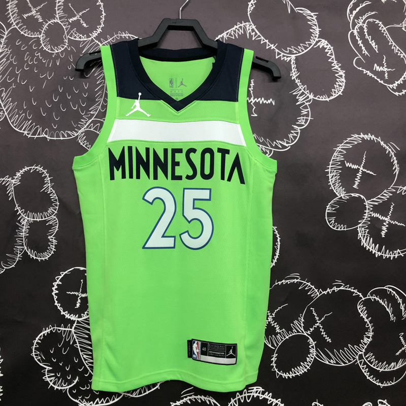 Timberwolves ROSE #25 Fluorescent Green Top Qua...
