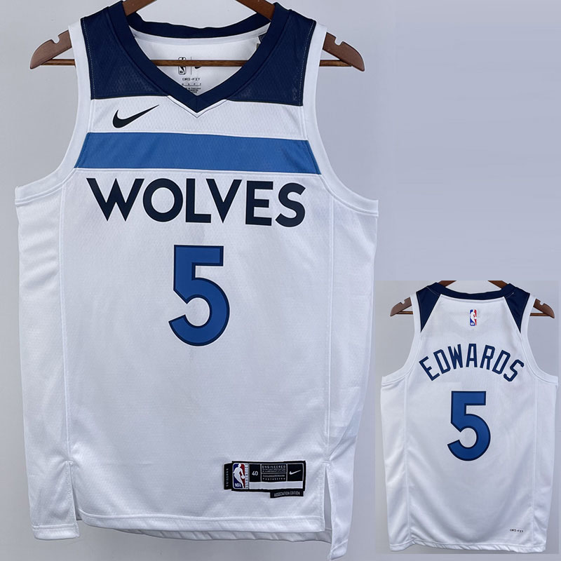 22-23 Timberwolves EDWAROS #5 White Top Quality...