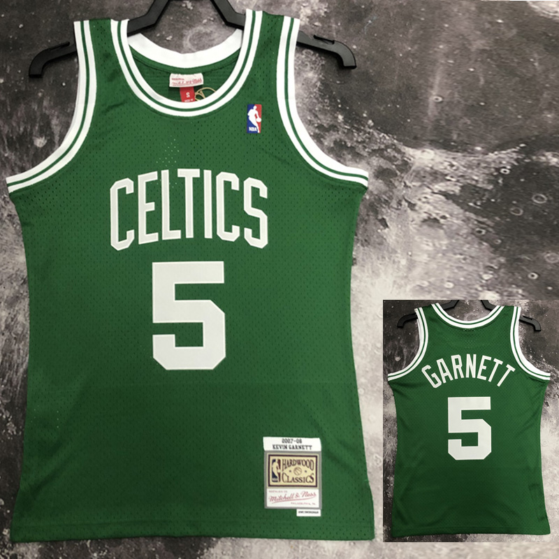 2008 CELTICS GARNETT #5 Green Retro Top Quality...