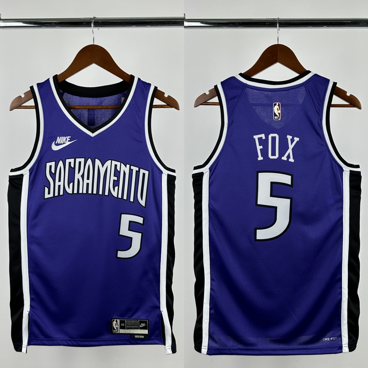24-25 KINGS FOX #5 Purple Retro Top Quality Hot Pressing NBA Jersey(V领）