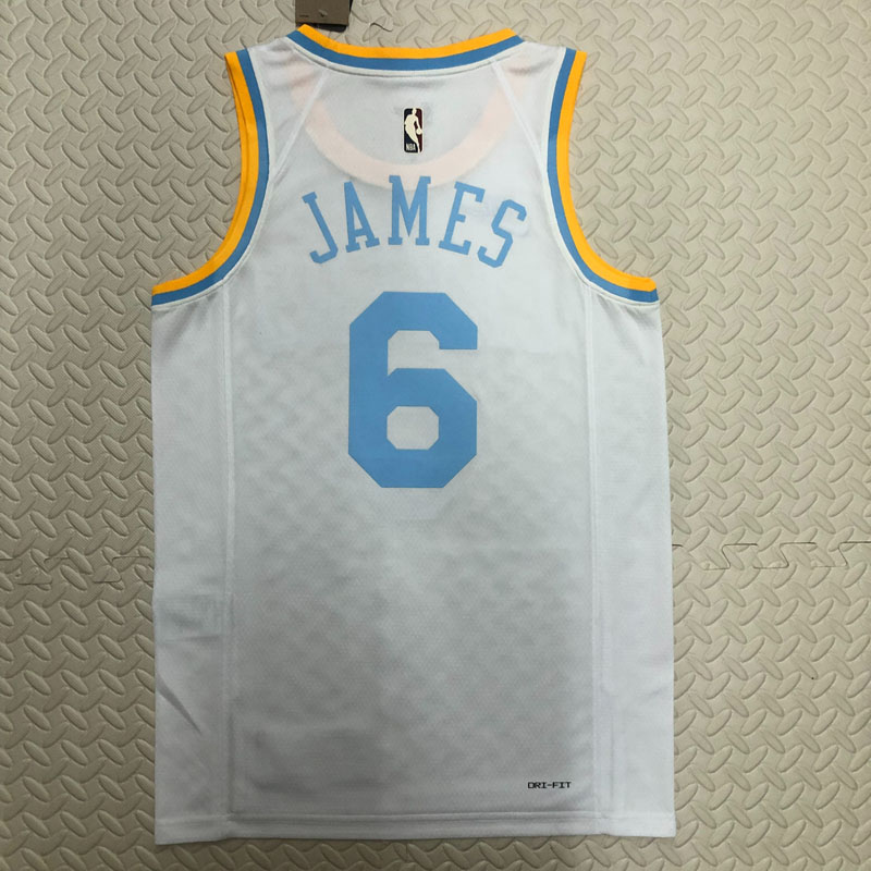 22-23 LAKERS JAMES #6 White Top Quality Hot Pre...