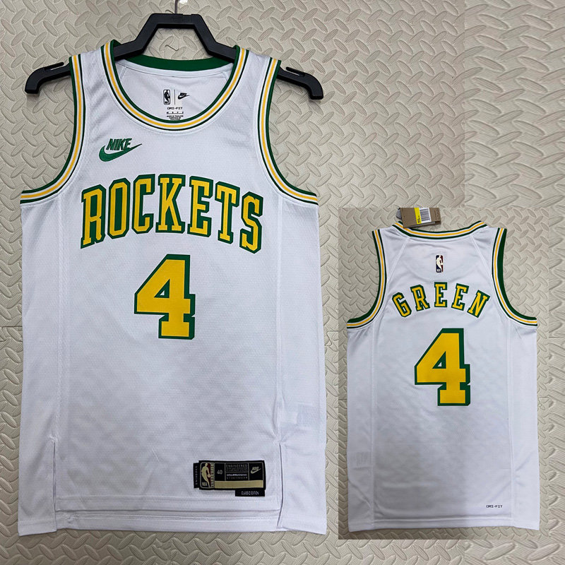 22-23 ROCKETS GREEN #4 White Top Quality Hot Pr...