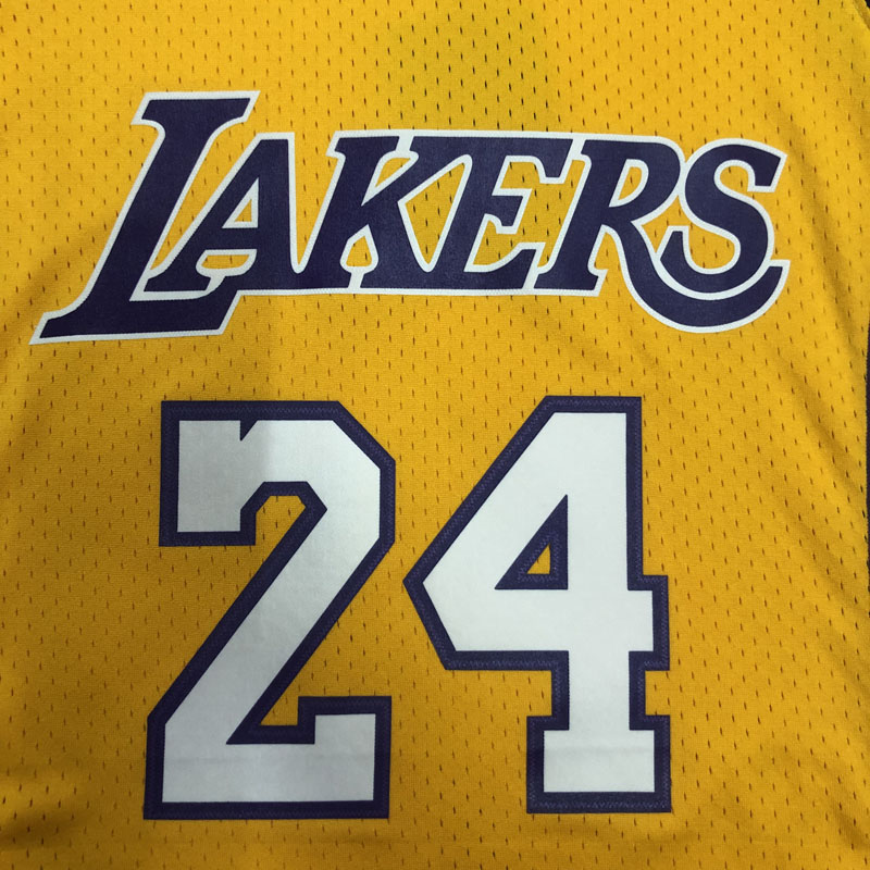2009 LAKERS BRYANT #24 Yellow Retro Top Quality...