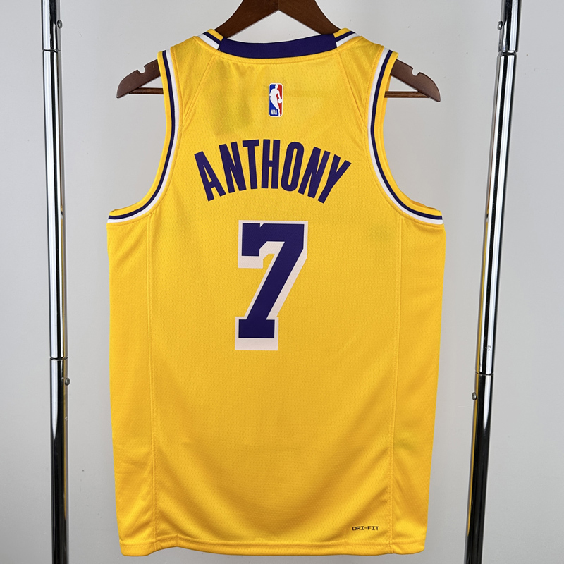 22-23 Lakers ANTHONY #7 Yellow Top Quality Hot Pressing NBA Jersey(圆领)