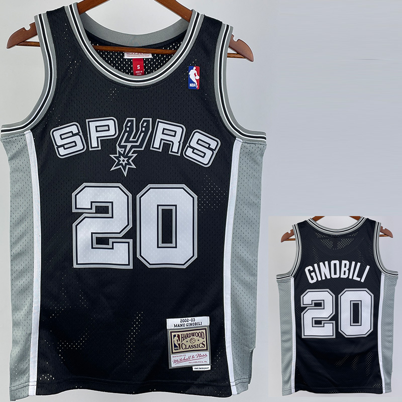 2002-03 SA Spurs GINOBILI #20 Black Retro Top Q...