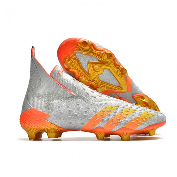 PREDATOR FREAK + FG High Soccer Shoes-Gray/Yellow-9415218