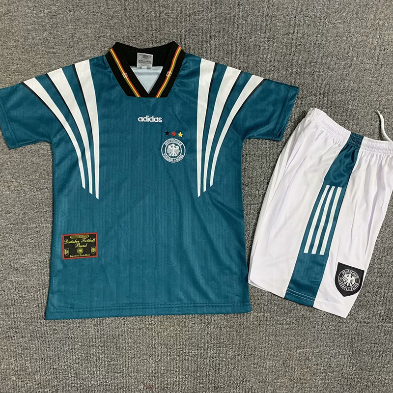 1996 Germany Away Kids Retro Soccer Jersey