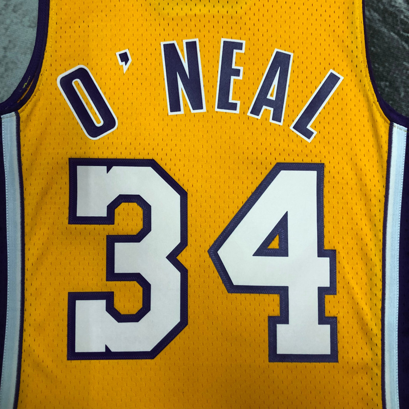 2000 LAKERS O‘NEAL #34 Yellow Retro Top Quality...