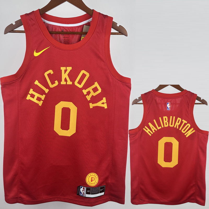 2018-19 Indiana Pacers HALIBURTON  #0 Red Retro Top Quality Hot Pressing NBA Jersey
