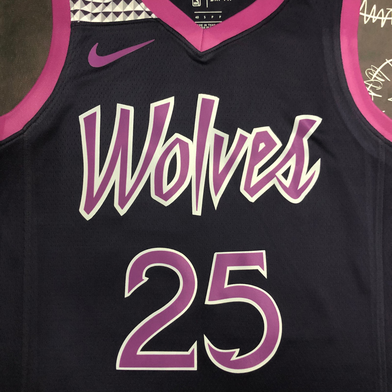 Timberwolves ROSE #25 Purple Black Top Quality ...