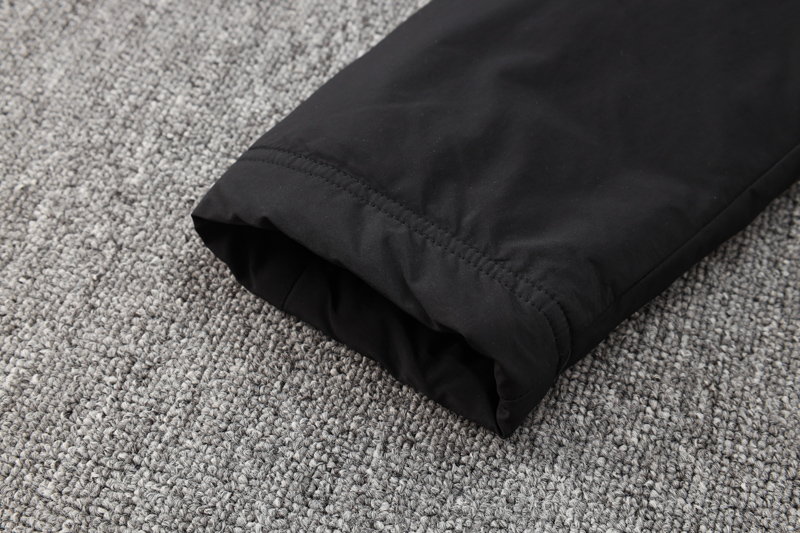 24-25 Marseille Black Hooded Windbreaker Fabric Cotton Coat #G248(橙标)