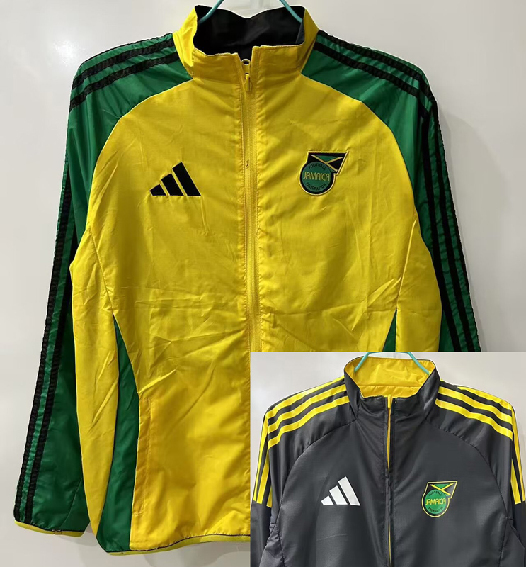 25-26 Jamaica Yellow & Black Double Sided Windbreaker (双面风衣)(刺绣)