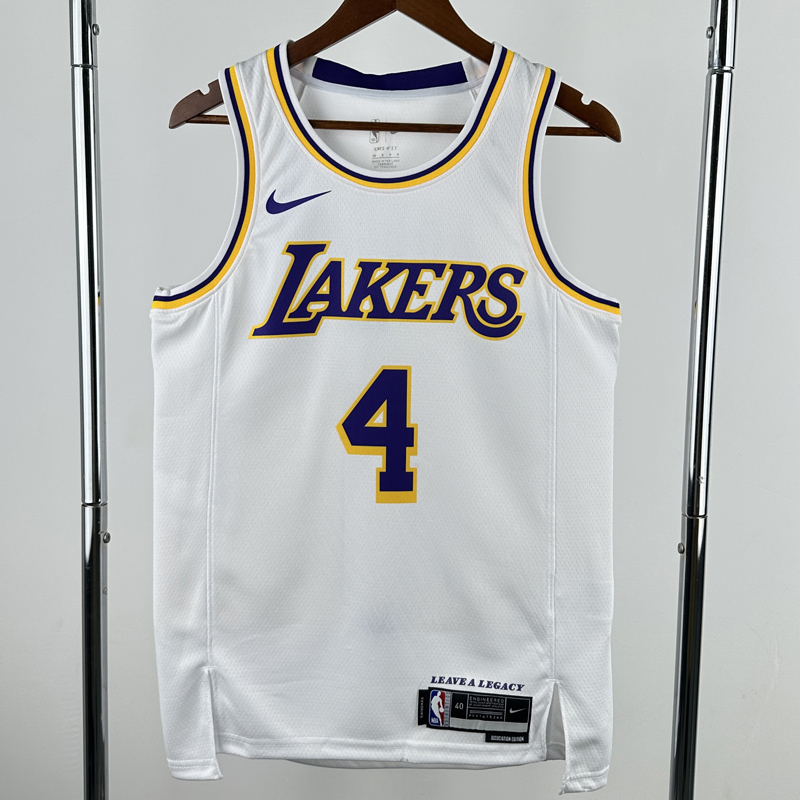 22-23 Lakers KNECHT #4 White Top Quality Hot Pressing NBA Jersey(圆领)