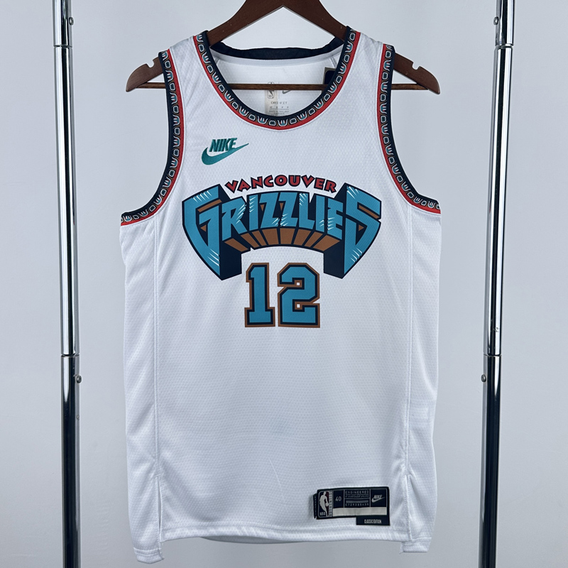 24-25 Grizzlies MORANT #12 White Retro Top Quality Hot Pressing NBA Jersey