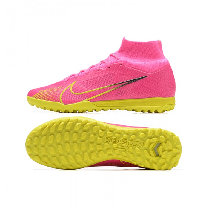 Superfly 8 Academy TF High Soccer Shoes-Pink/Yellow-7810303