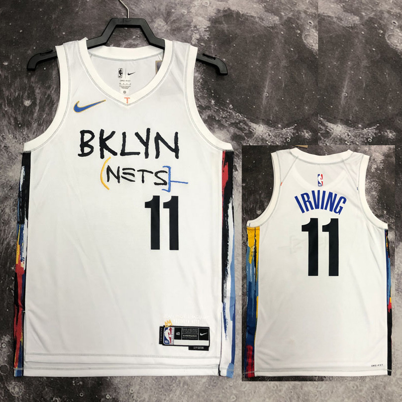 22-23 Nets IRVING #11 White City Edition Top Qu...