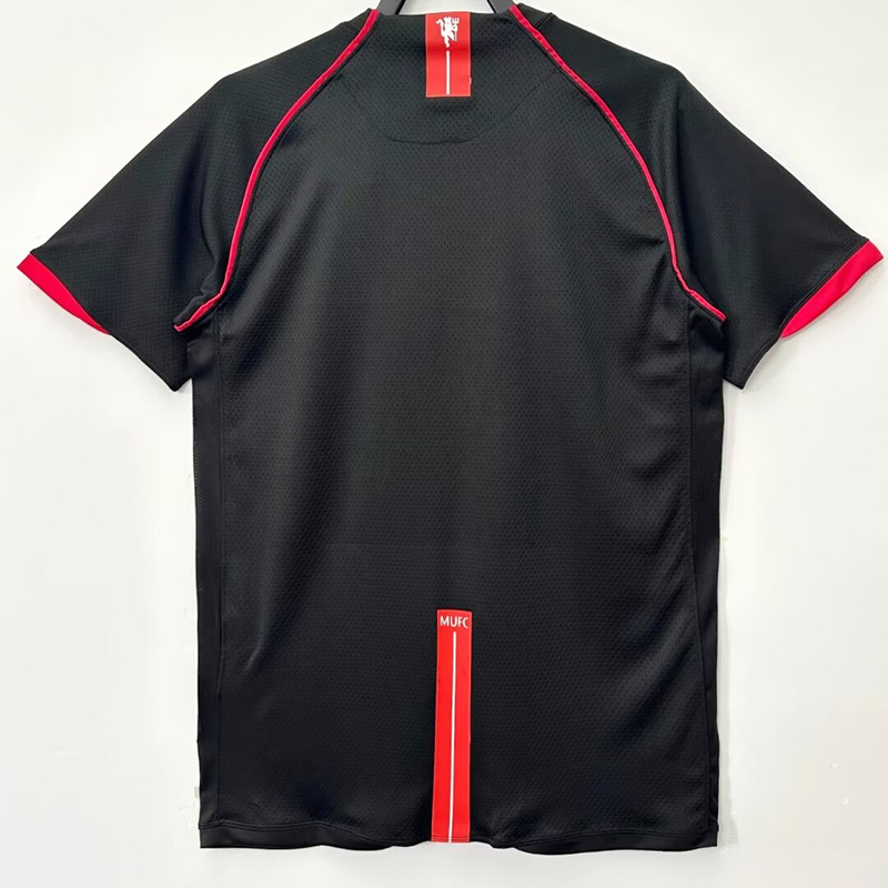 2007-2008 Man Utd Away Black Retro Soccer Jersey