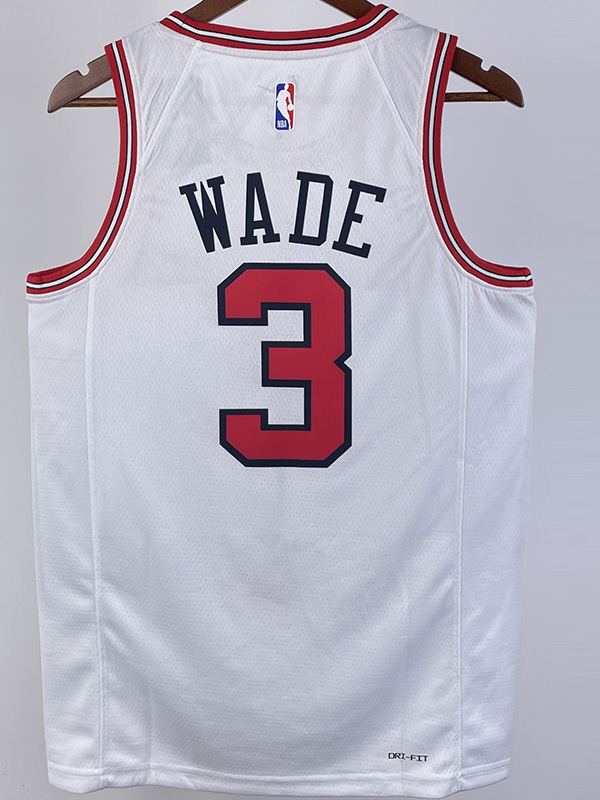 22-23 BULLS WADE #3 White Top Quality Hot Press...
