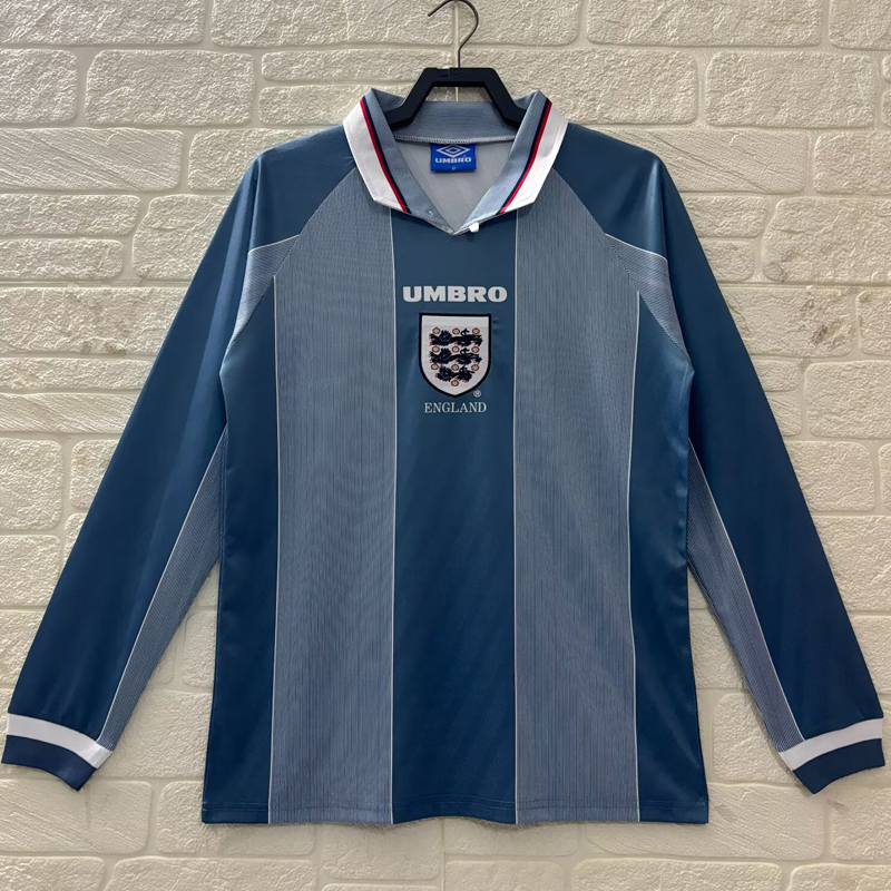 1996 England Away Retro Long Sleeve Soccer Jersey (长袖)